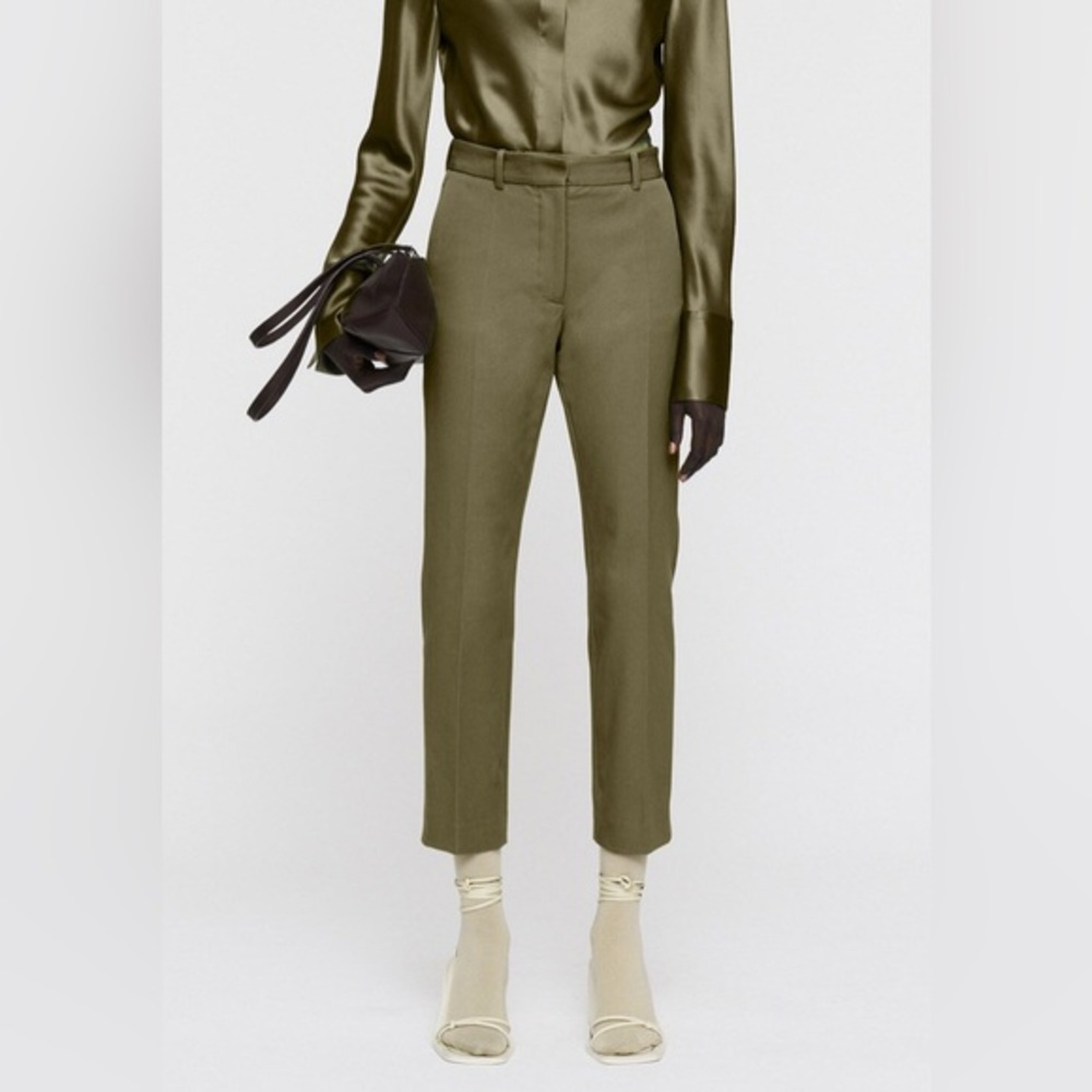 NWT! JOSEPH Size 44 • Coleman Straight Leg Gabardine Pants Dark Olive.
